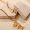 316L Stainless Steel Bear Vintage Style Electroplated Women's Necklace