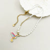 Titanium Steel Bird Pattern Pendant Necklace And Bracelet Set With Pearl Chain And Electroplating Design Simple Style Jewelry