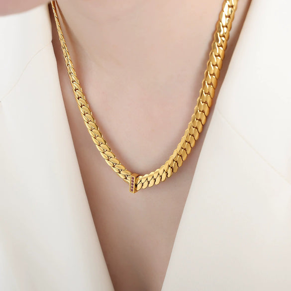 316L Stainless Steel Blade Chain Bracelet Necklace With Geometric Pattern Electroplated Simple Style For Men And Women
