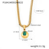 316L Stainless Steel Blade Chain Necklace With Geometric Pendant Inlaid With Color Zirconium And Electroplating Design