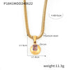 316L Stainless Steel Blade Chain Necklace With Geometric Pendant Inlaid With Color Zirconium And Electroplating Design