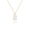 Titanium Steel Bow And Rabbit Element Pet Oval Tarot Necklace With Oil Dripping Pattern Colorpreserving 18K Gold Electroplating