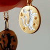 Titanium Steel Bow And Rabbit Element Pet Oval Tarot Necklace With Oil Dripping Pattern Colorpreserving 18K Gold Electroplating