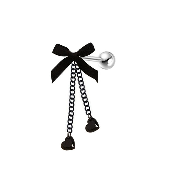 Titanium Steel Bow Heart Star Pattern Electroplated Unisex Jewelry Earrings
