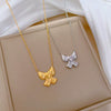 Titanium Steel Bow Love Minimalistic Electroplated Cartoon Geometric Necklace