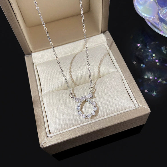 Titanium Steel Bow Necklace For Women Light Luxury Casual High End Clavicle Chain With Electroplating