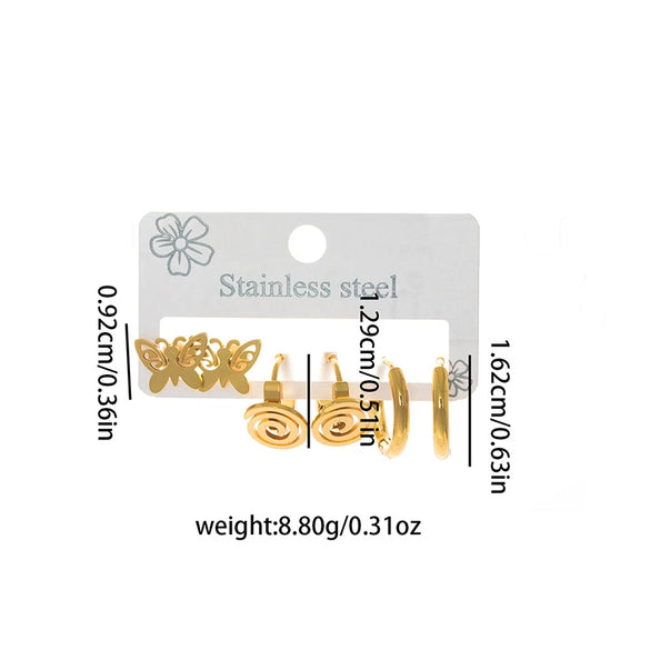Titanium Steel Bow Pattern Electroplated Butterfly Stud Earrings For Women