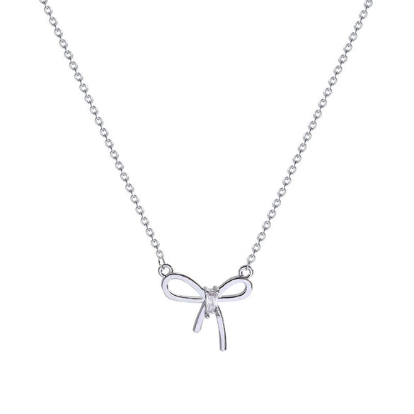 Titanium Steel Bow Pendant Clavicle Chain Jewelry