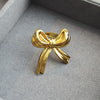 Titanium Steel Bow Ribbon Ring For Women With Electroplating And Unique Design