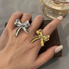 Titanium Steel Bow Ribbon Ring For Women With Electroplating And Unique Design