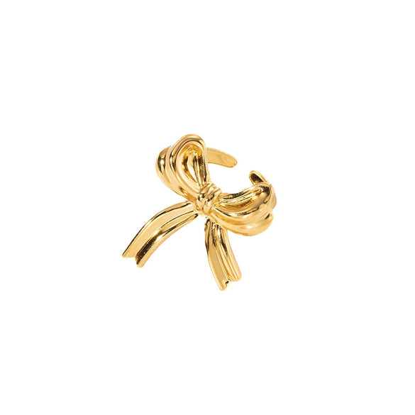 Titanium Steel Bow Ribbon Ring For Women With Electroplating And Unique Design