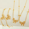 316L Stainless Steel Bow Round Bead Light Luxury Necklace Bracelet Electroplated Women's Accessories