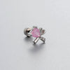 Titanium Steel Bow Shape Pink Zircon Earrings Ear Nail For Women Sweet Style