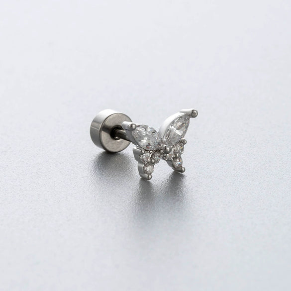 Titanium Steel Bowknot Zircon Set Women's Earrings