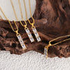 316L Stainless Steel Box Chain Crystal Pendant Goldplated Women's Jewelry With Geometric Style