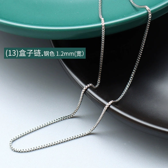 Titanium Steel Box Chain Wave Pattern Unisex Clavicle Necklace