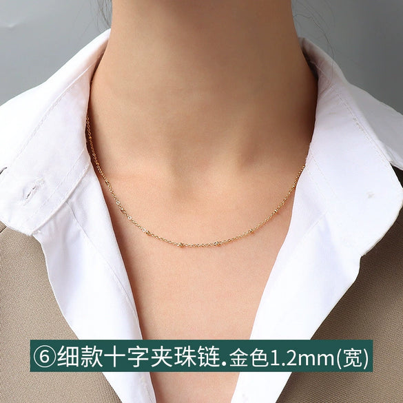 Titanium Steel Box Chain Wave Pattern Unisex Clavicle Necklace