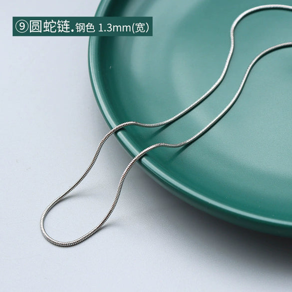 Titanium Steel Box Chain Wave Pattern Unisex Clavicle Necklace
