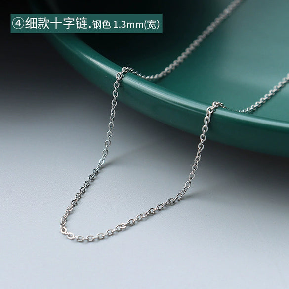 Titanium Steel Box Chain Wave Pattern Unisex Clavicle Necklace