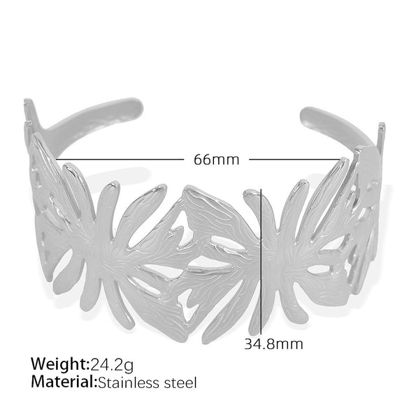 316L Stainless Steel Bracelet Butterfly Leaf Hollow Style For Women With Electroplating