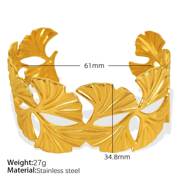 316L Stainless Steel Bracelet Butterfly Leaf Hollow Style For Women With Electroplating