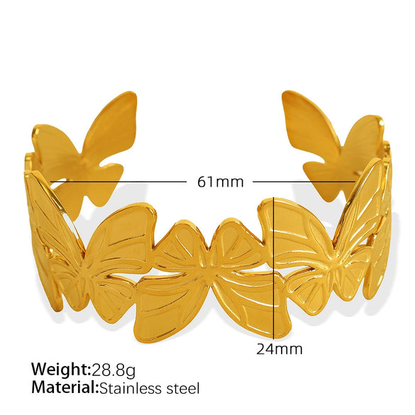 316L Stainless Steel Bracelet Butterfly Leaf Hollow Style For Women With Electroplating