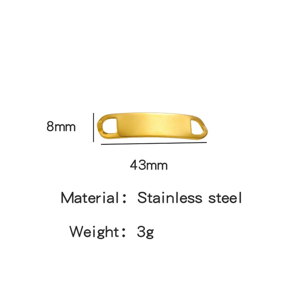 Titanium Steel Bracelet Connector Jewelry Accessories Geometric Bend Card Shape 18K Plated