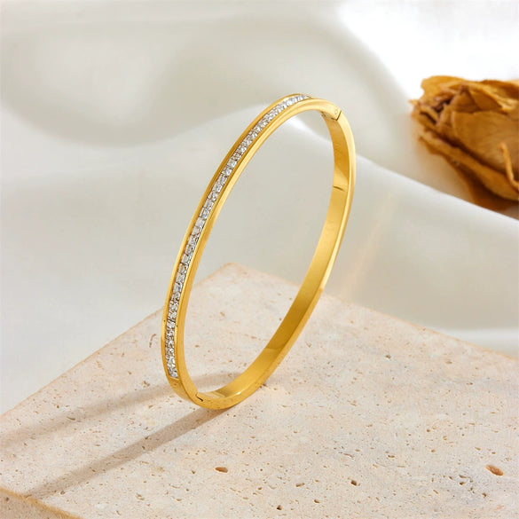 Titanium Steel Bracelet For Girls With All Over The Sky Stars Design And Diamond Electroplated Style