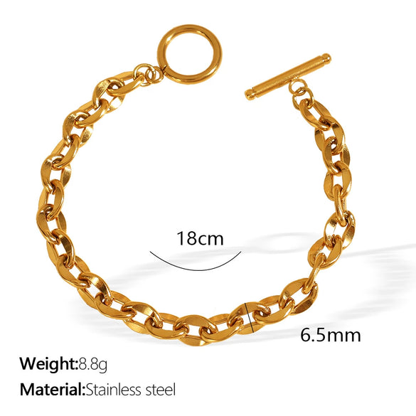 316L Stainless Steel Bracelet Jewelry Ins Style Geometric Cross Oshaped Ot Buckle Electroplated Unisex Allmatch Couple Jewelry