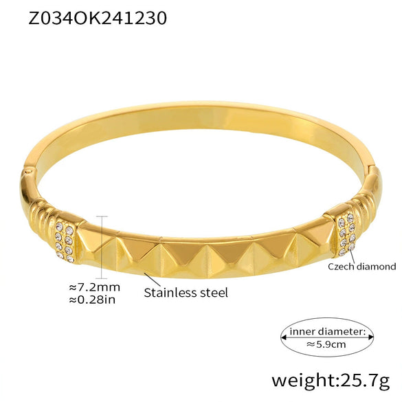 Titanium Steel Bracelet Light Luxury Geometric Style Pvd Plating 18K Real Gold Electroplating