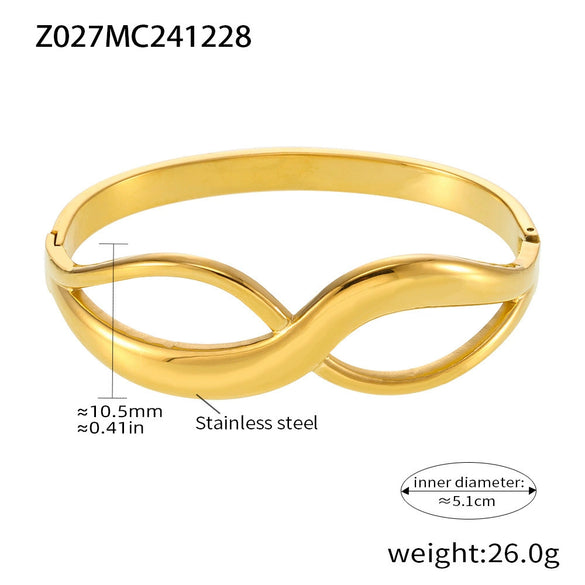 Titanium Steel Bracelet Light Luxury Geometric Style Pvd Plating 18K Real Gold Electroplating