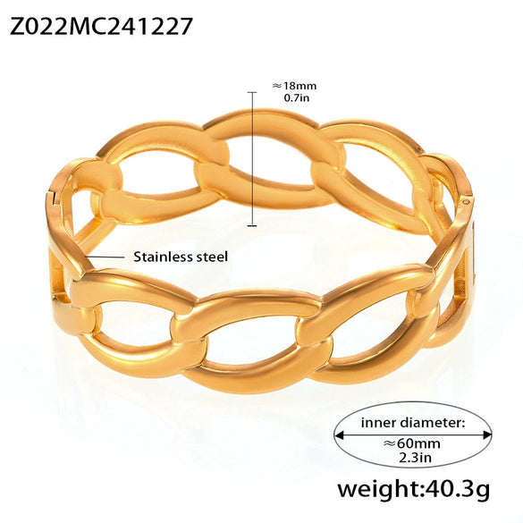 Titanium Steel Bracelet Light Luxury Geometric Style Pvd Plating 18K Real Gold Electroplating