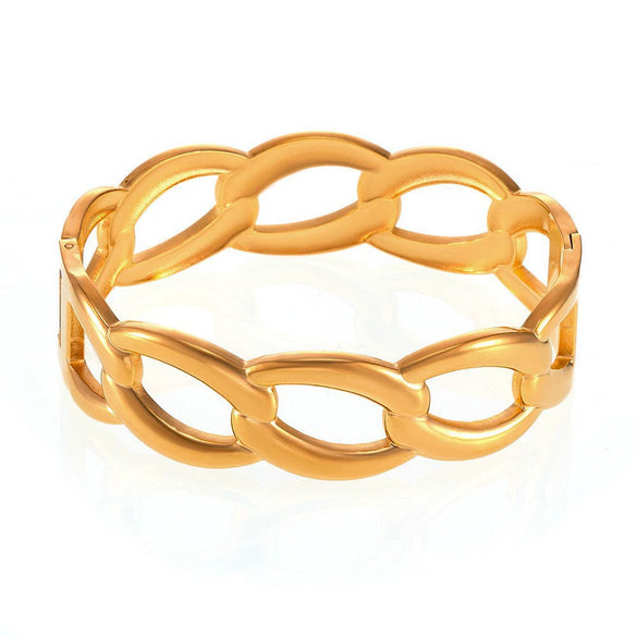 Titanium Steel Bracelet Light Luxury Geometric Style Pvd Plating 18K Real Gold Electroplating