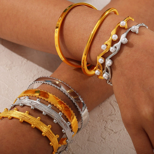 Titanium Steel Bracelet Light Luxury Highend Opening Niche Design Electroplated Hand Jewelry