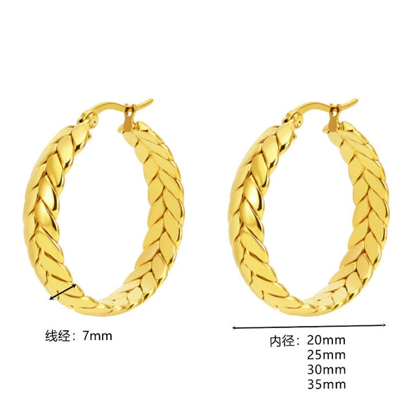 Titanium Steel Braided Circle Geometric Earrings For Women With Polishing Treatment