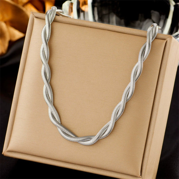 Titanium Steel Braided Snake Bone Chain Electroplated Unisex Clavicle Chain Jewelry Necklace