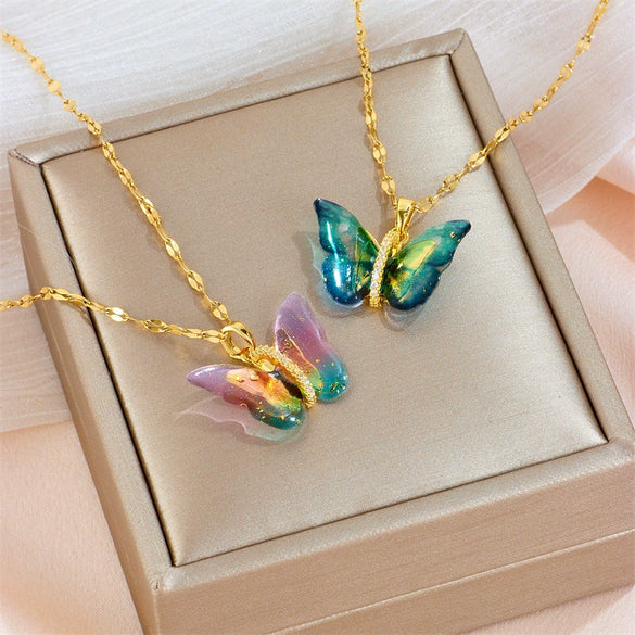 Titanium Steel Butterfly Clavicle Chain For Women With Geometric Design
