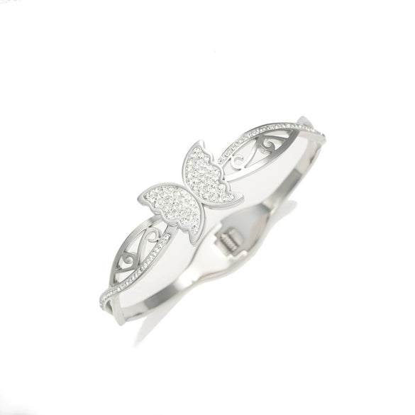 Titanium Steel Butterfly Diamond Bracelet For Women Luxury Vacuum Plated Jewelry
