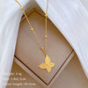 Titanium Steel Butterfly Grain Minimalistic Furnace Real Gold Electroplated Geometric Cartoon Unisex Necklace