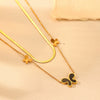 Titanium Steel Butterfly Love Water Drops Bell Pattern Bracelet Necklace Earrings Jewelry For Women