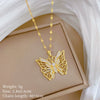 Titanium Steel Butterfly Microinlaid Real Gold Cartoon Geometric Women's Necklace