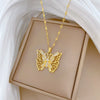 Titanium Steel Butterfly Microinlaid Real Gold Cartoon Geometric Women's Necklace