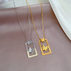 Titanium Steel Butterfly Minimalist Wind Furnace Real Gold Plated Necklace With Geometric Pattern For Unisex