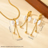 Titanium Steel Butterfly Tassel Earrings With Bow Pattern And Electroplating Treatment For Women