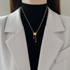 Titanium Steel Butterfly Tassel Necklace With Geometric Pattern Electroplated For Unisex