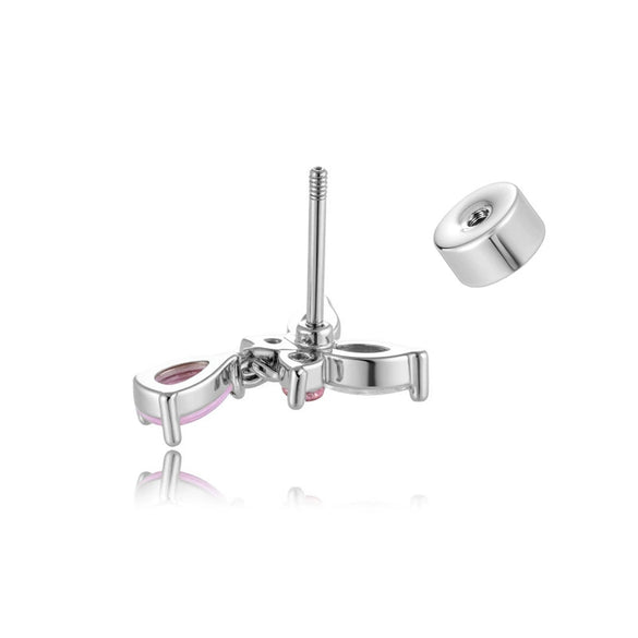 Titanium Steel Butterfly Water Drop Pendant Pierced Earrings With Micropaved Zircon For Women