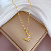 Titanium Steel Butterfly Zircon Women's Natural Geometric Design Necklace With Diamond Treatment