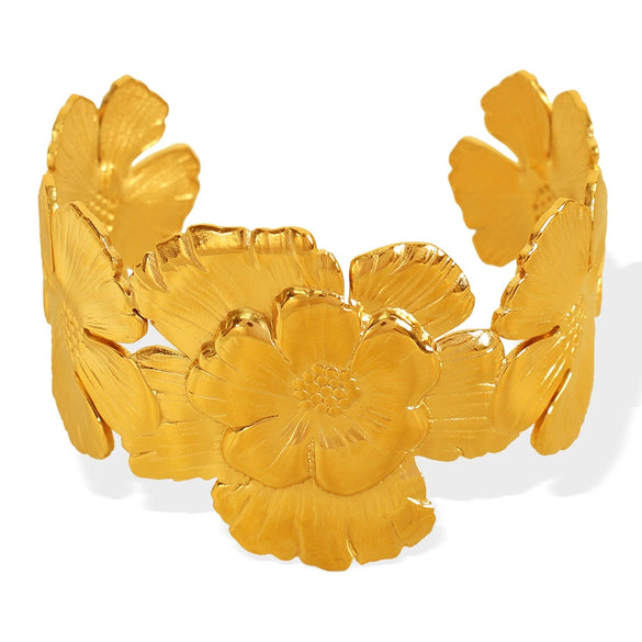 316L Stainless Steel Camellia Bracelet Electroplating Simple Style Jewelry