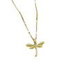 Titanium Steel Cartoon Geometric Dragonfly Microinlaid Real Gold Necklace For Women