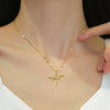 Titanium Steel Cartoon Geometric Dragonfly Microinlaid Real Gold Necklace For Women